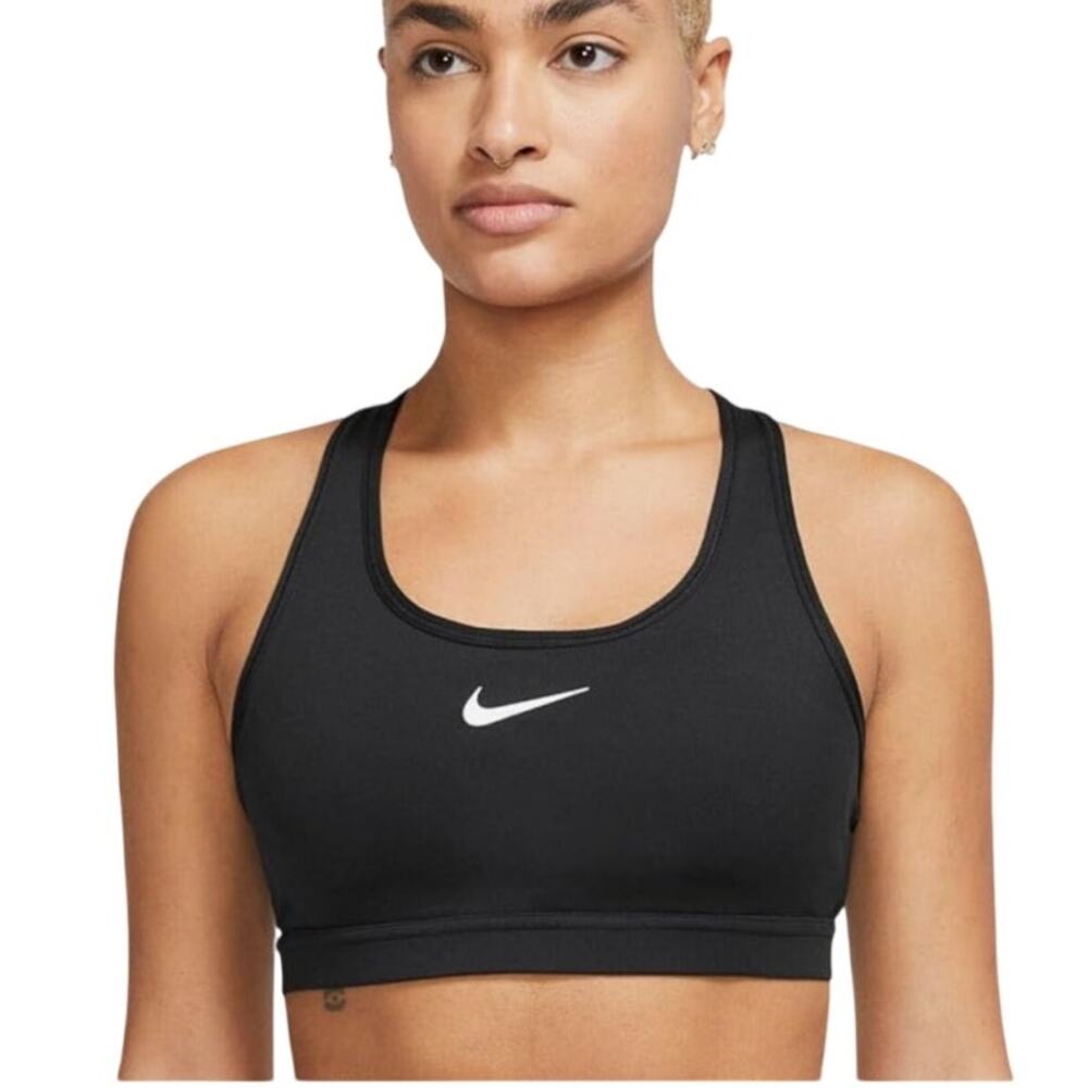 Nike Swoosh Medium Support Padded Sports Bra in black size large